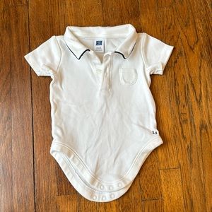 Janie and Jack onesie, collared shirt, white, 0-3 mo